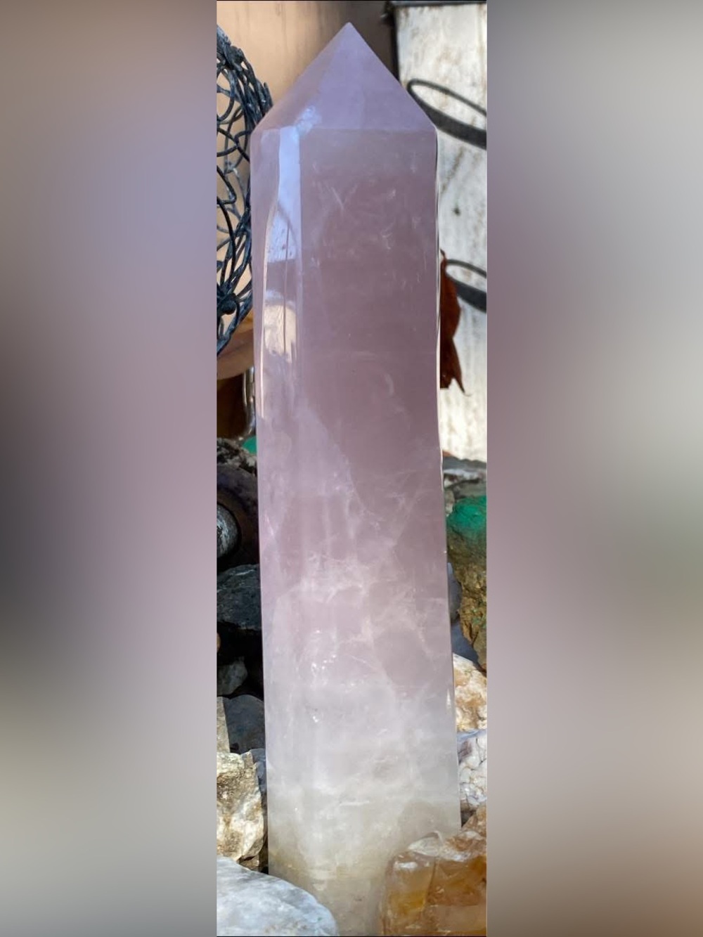 Large Display Rose Quartz Crystal Tower